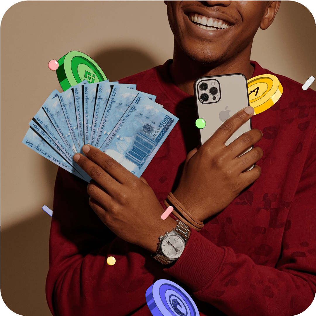 man with cash and his phone